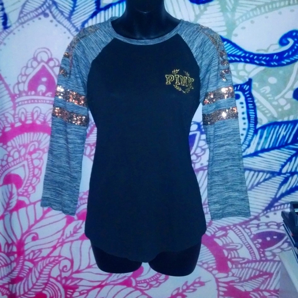 VS PINK BLING HALF SLEEVE TEE SMALL